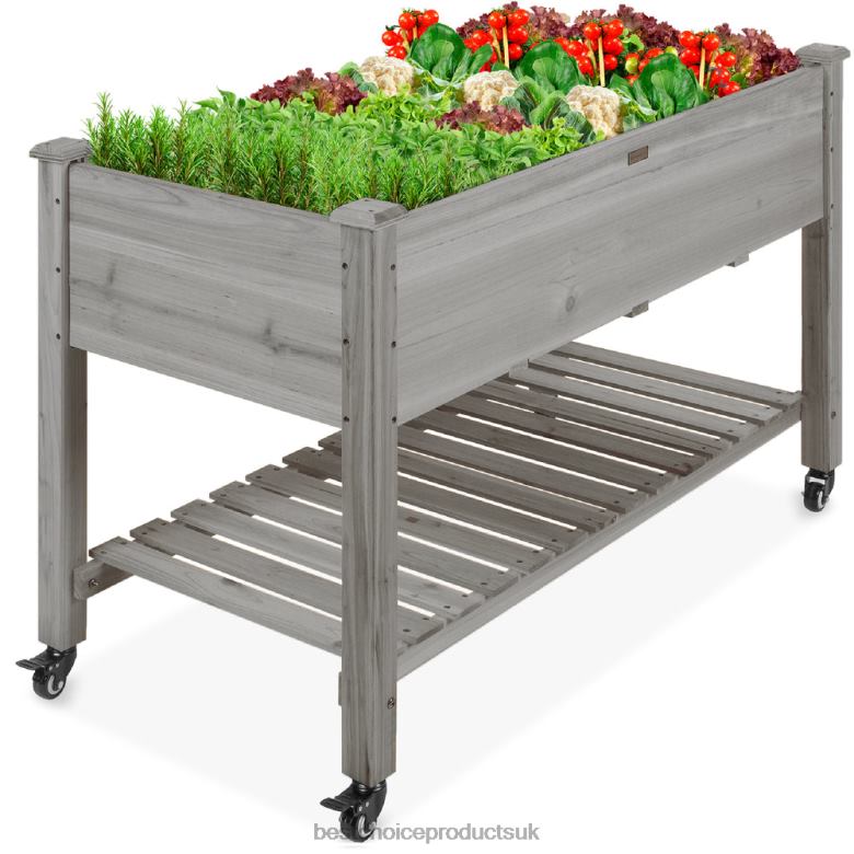 Lawn & Garden | Best Choice ProductsMobile Raised Garden Bed Elevated Planter w/ Wheels, Shelf N62R471 Gray