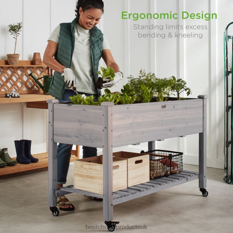 Lawn & Garden | Best Choice ProductsMobile Raised Garden Bed Elevated Planter w/ Wheels, Shelf N62R471 Gray