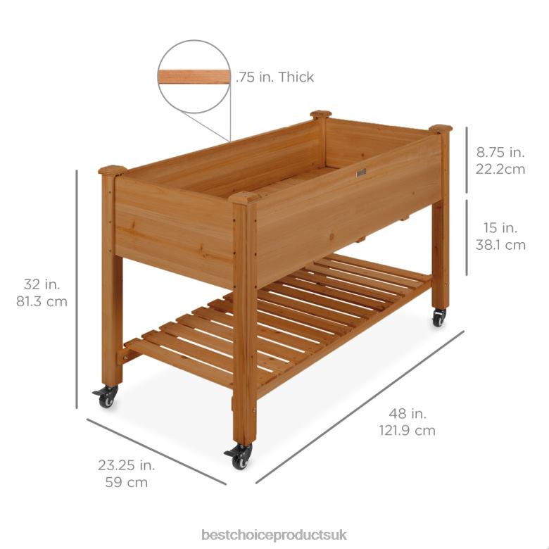 Lawn & Garden | Best Choice ProductsMobile Raised Garden Bed Elevated Planter w/ Wheels, Shelf N62R472 Acorn Brown