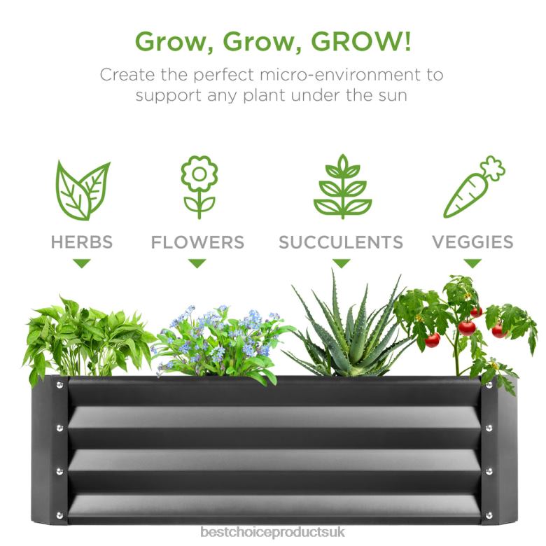Lawn & Garden | Best Choice ProductsOutdoor Metal Raised Garden Bed for Vegetables, Flowers, Herbs N62R449 Dark Gray