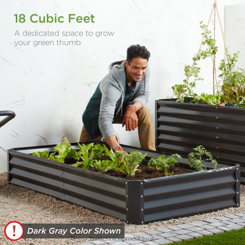 Lawn & Garden | Best Choice ProductsOutdoor Metal Raised Garden Bed for Vegetables, Flowers, Herbs N62R450 Wood Grain