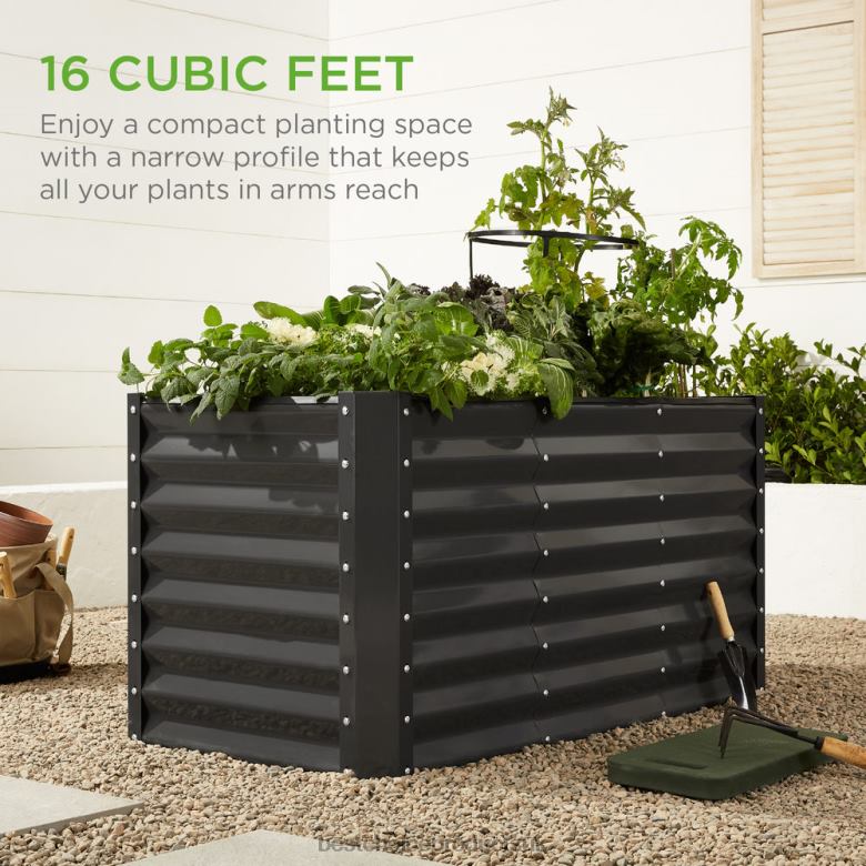 Lawn & Garden | Best Choice ProductsOutdoor Metal Raised Garden Bed for Vegetables, Flowers, Herbs N62R456 Charcoal