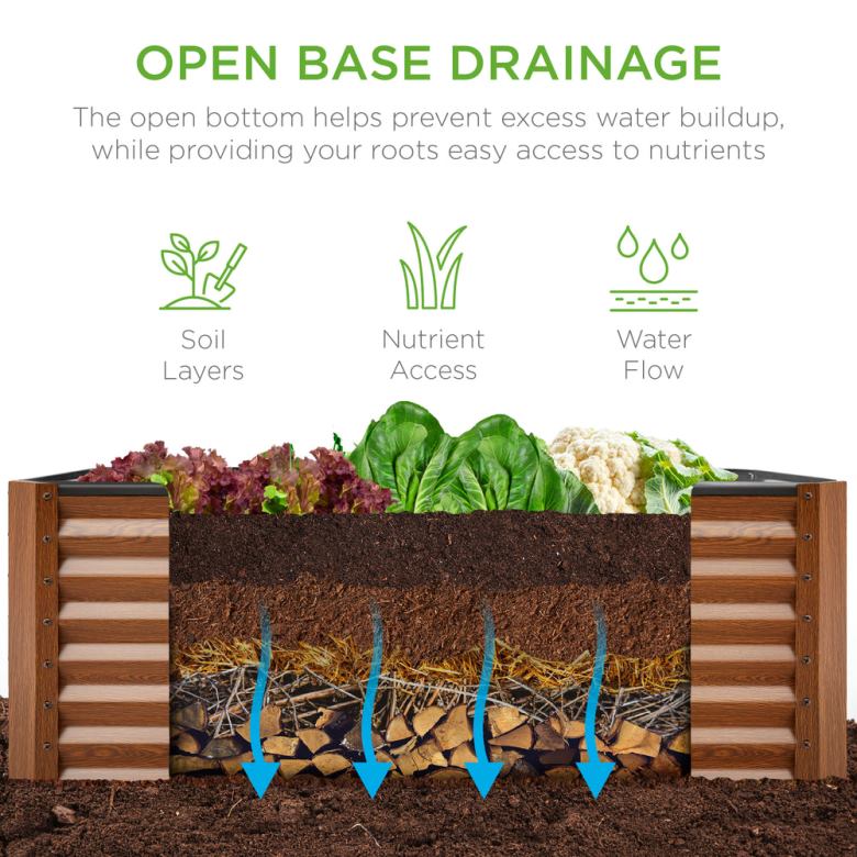 Lawn & Garden | Best Choice ProductsOutdoor Metal Raised Garden Bed for Vegetables, Flowers, Herbs N62R457 Wood Grain