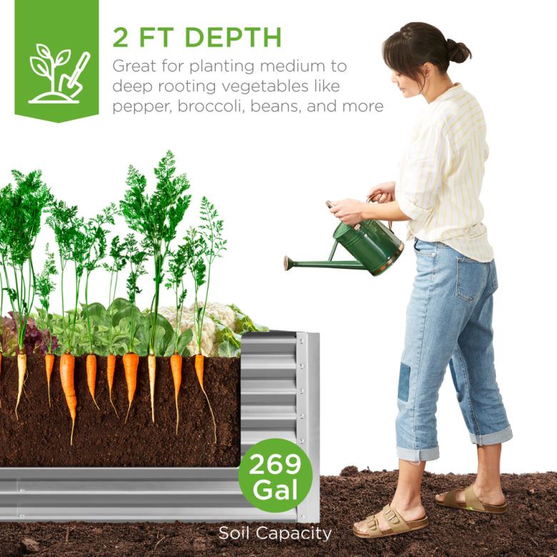 Lawn & Garden | Best Choice ProductsOutdoor Metal Raised Garden Bed for Vegetables, Flowers, Herbs N62R459 Silver