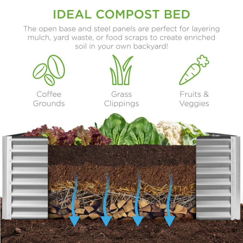 Lawn & Garden | Best Choice ProductsOutdoor Metal Raised Garden Bed for Vegetables, Flowers, Herbs N62R459 Silver