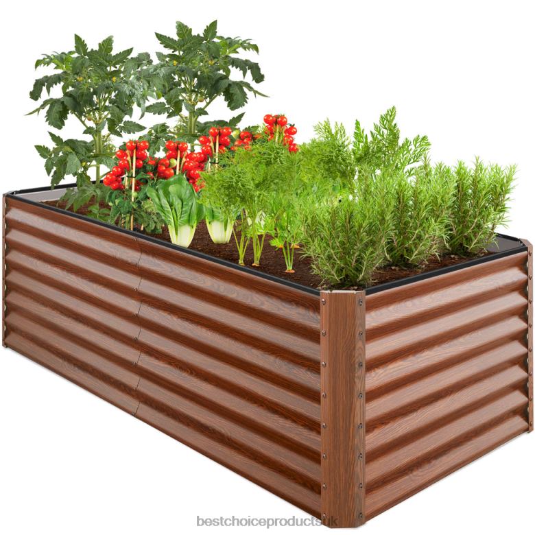 Lawn & Garden | Best Choice ProductsOutdoor Metal Raised Garden Bed for Vegetables, Flowers, Herbs N62R460 Wood Grain