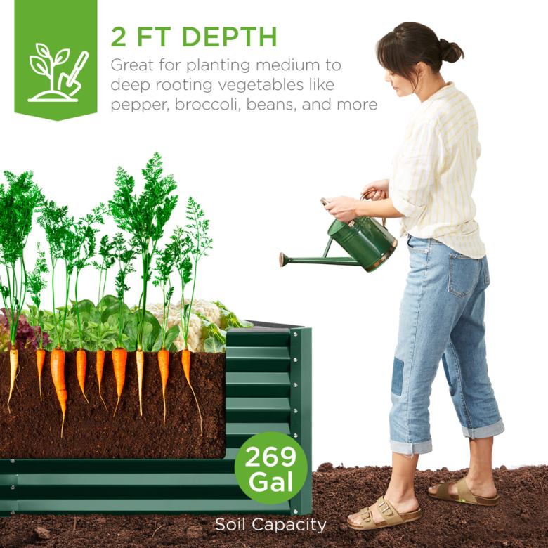 Lawn & Garden | Best Choice ProductsOutdoor Metal Raised Garden Bed for Vegetables, Flowers, Herbs N62R463 Dark Green