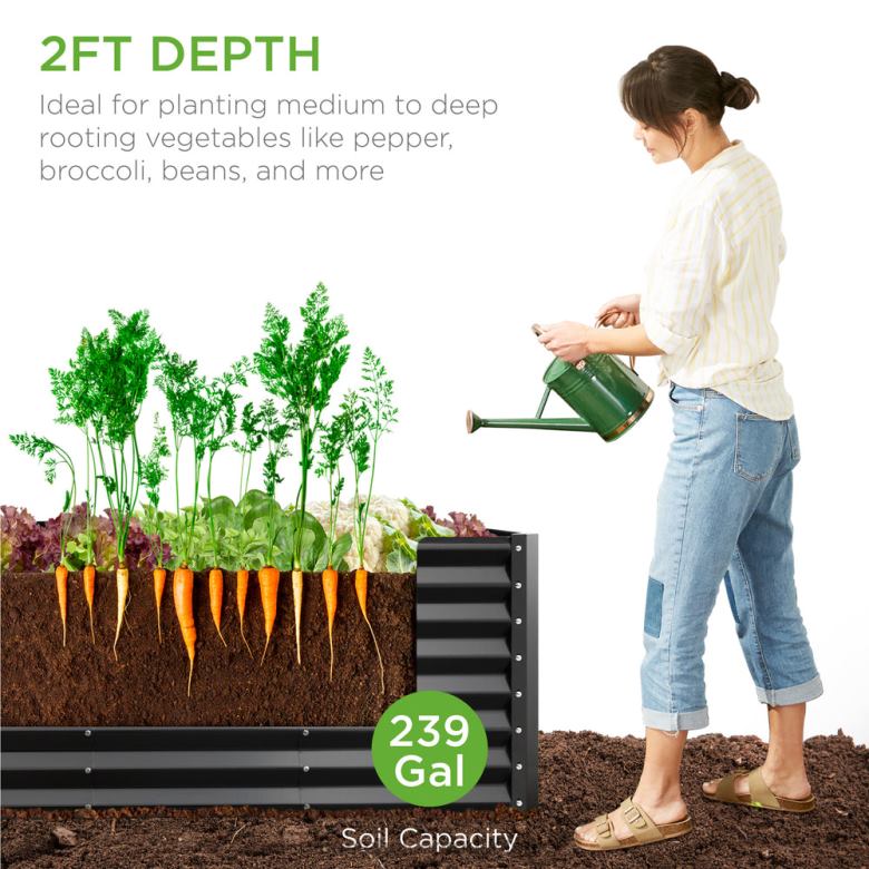 Lawn & Garden | Best Choice ProductsOutdoor Metal Raised Garden Bed for Vegetables, Flowers, Herbs N62R469 Charcoal