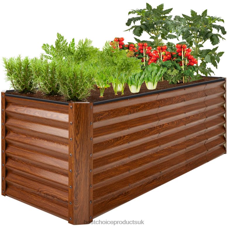 Lawn & Garden | Best Choice ProductsOutdoor Metal Raised Garden Bed for Vegetables, Flowers, Herbs N62R470 Wood Grain