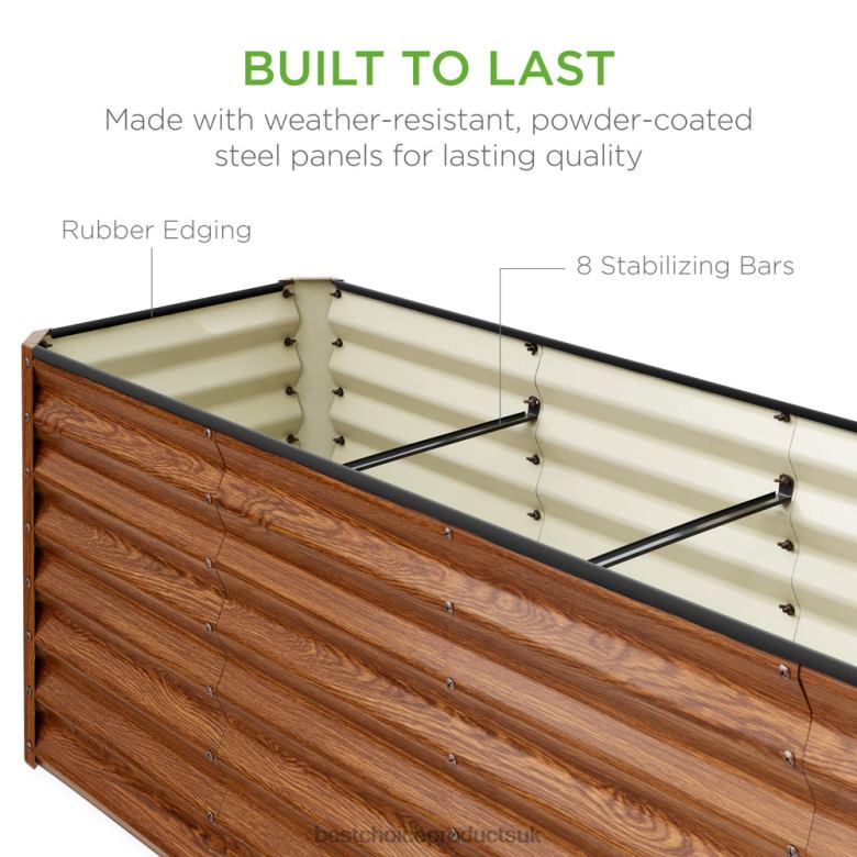Lawn & Garden | Best Choice ProductsOutdoor Metal Raised Garden Bed for Vegetables, Flowers, Herbs N62R470 Wood Grain