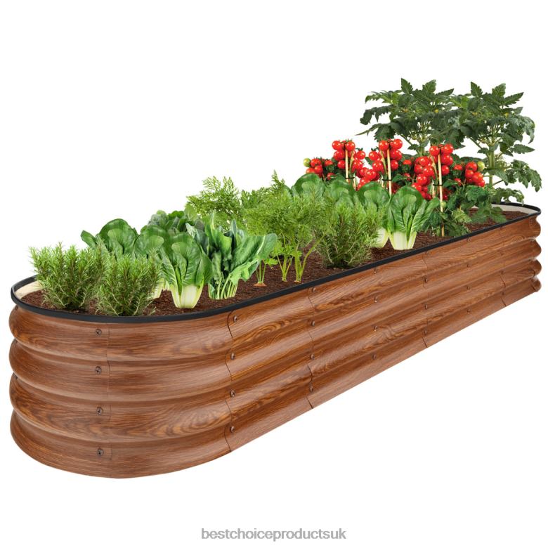 Lawn & Garden | Best Choice ProductsOutdoor Metal Raised Oval Garden Bed for Vegetables, Flowers N62R467 Wood Grain