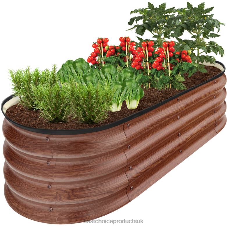 Lawn & Garden | Best Choice ProductsOutdoor Raised Metal Oval Garden Bed, Planter Box N62R973 Wood Grain