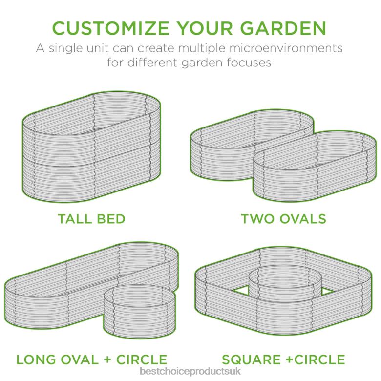 Lawn & Garden | Best Choice ProductsRaised Oval Garden Bed, Customizable Elevated Outdoor Metal Planter N62R970 Dark Gray
