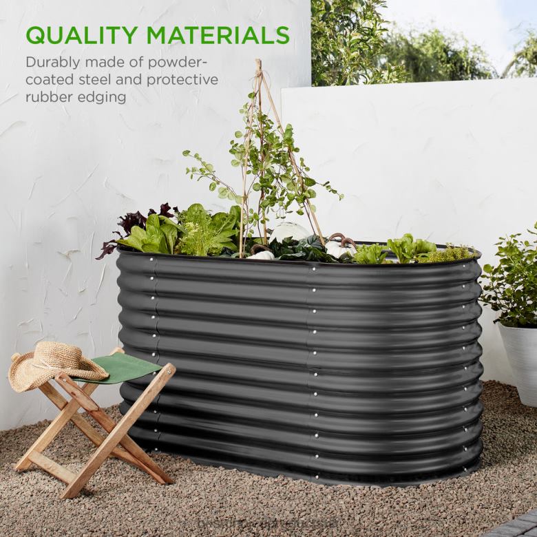 Lawn & Garden | Best Choice ProductsRaised Oval Garden Bed, Customizable Elevated Outdoor Metal Planter N62R970 Dark Gray