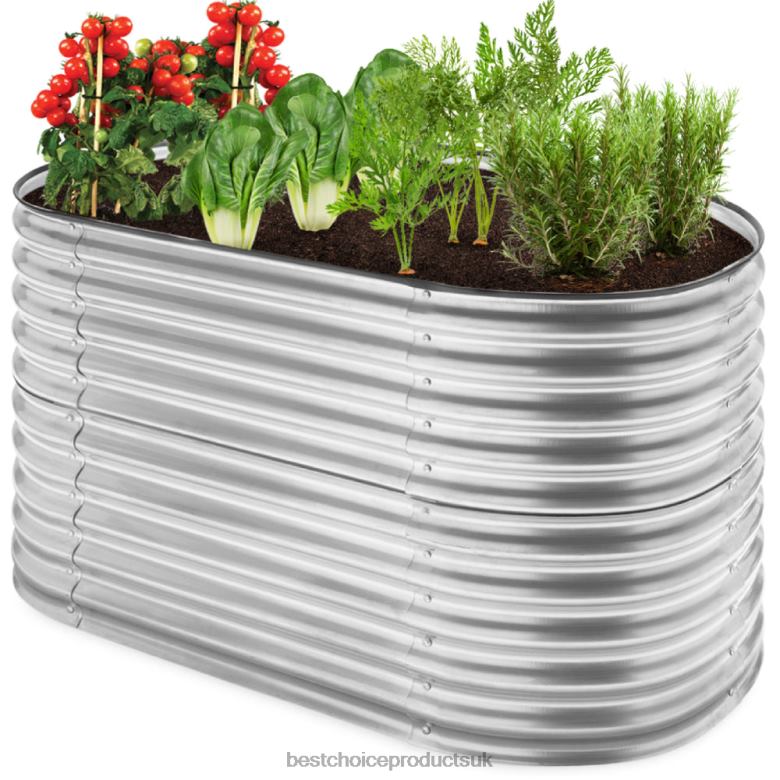 Lawn & Garden | Best Choice ProductsRaised Oval Garden Bed, Customizable Elevated Outdoor Metal Planter N62R971 Silver