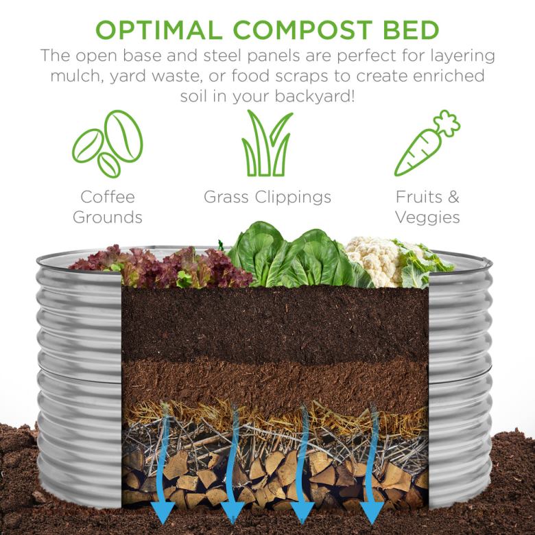 Lawn & Garden | Best Choice ProductsRaised Oval Garden Bed, Customizable Elevated Outdoor Metal Planter N62R971 Silver