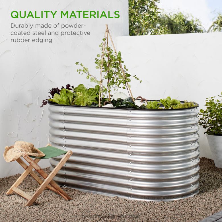 Lawn & Garden | Best Choice ProductsRaised Oval Garden Bed, Customizable Elevated Outdoor Metal Planter N62R971 Silver