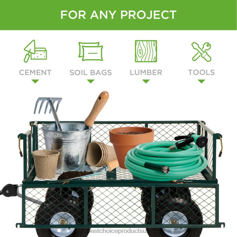 Lawn & Garden | Best Choice ProductsSteel Garden Utility Cart Wagon w/ 400lb Capacity, Removable Sides, Handle N62R464 Green