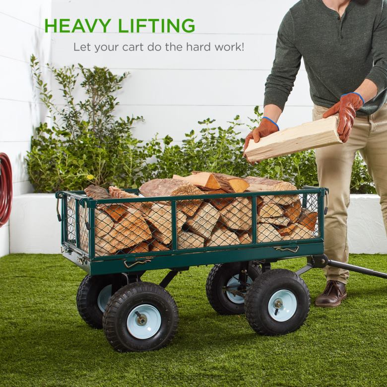 Lawn & Garden | Best Choice ProductsSteel Garden Utility Cart Wagon w/ 400lb Capacity, Removable Sides, Handle N62R464 Green