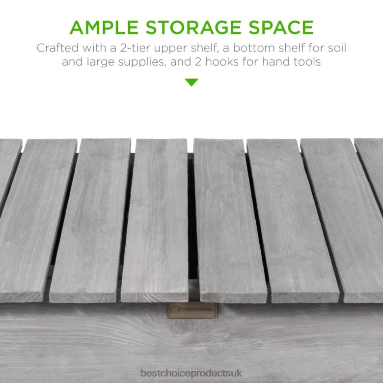 Lawn & Garden | Best Choice ProductsWood Garden Potting Bench w/ Sliding Tabletop, Food Grade Dry Sink, Wheels N62R957 Gray