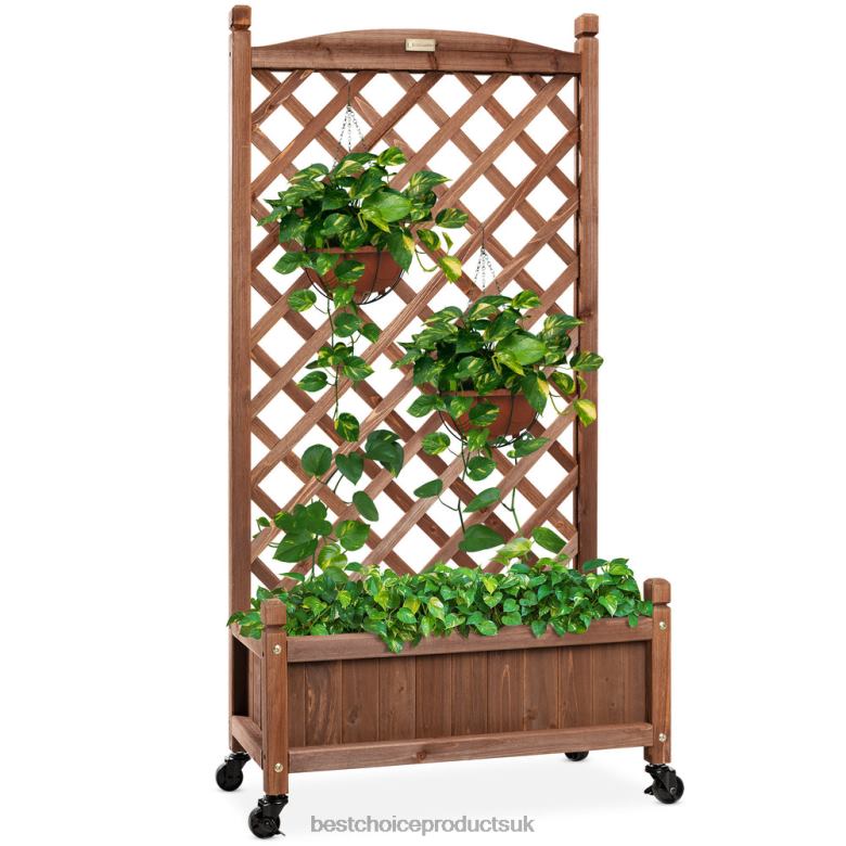 Lawn & Garden | Best Choice ProductsWood Planter Box & Lattice Trellis w/ Drainage, Optional Wheels N62R991 Brown