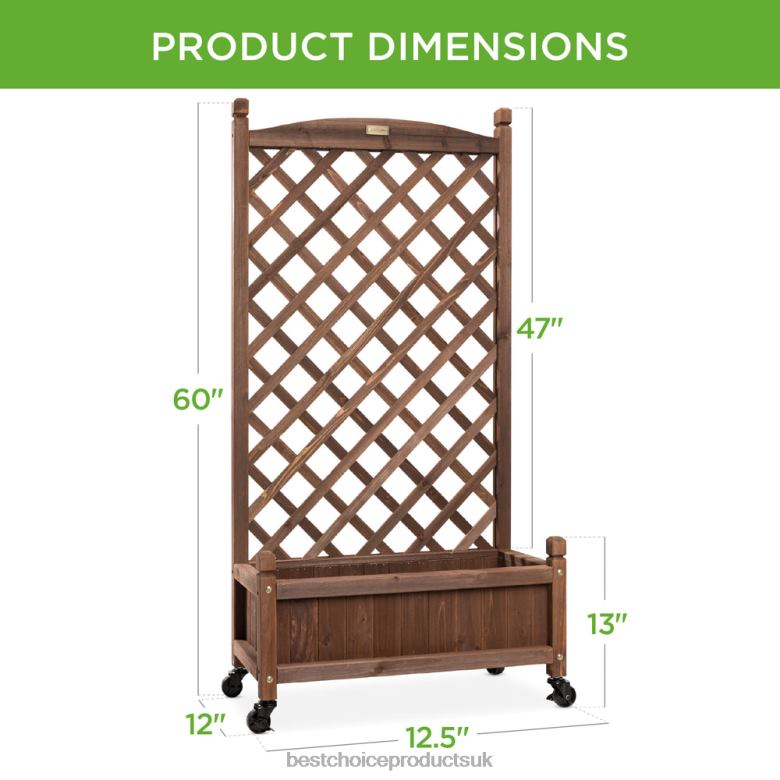 Lawn & Garden | Best Choice ProductsWood Planter Box & Lattice Trellis w/ Drainage, Optional Wheels N62R991 Brown