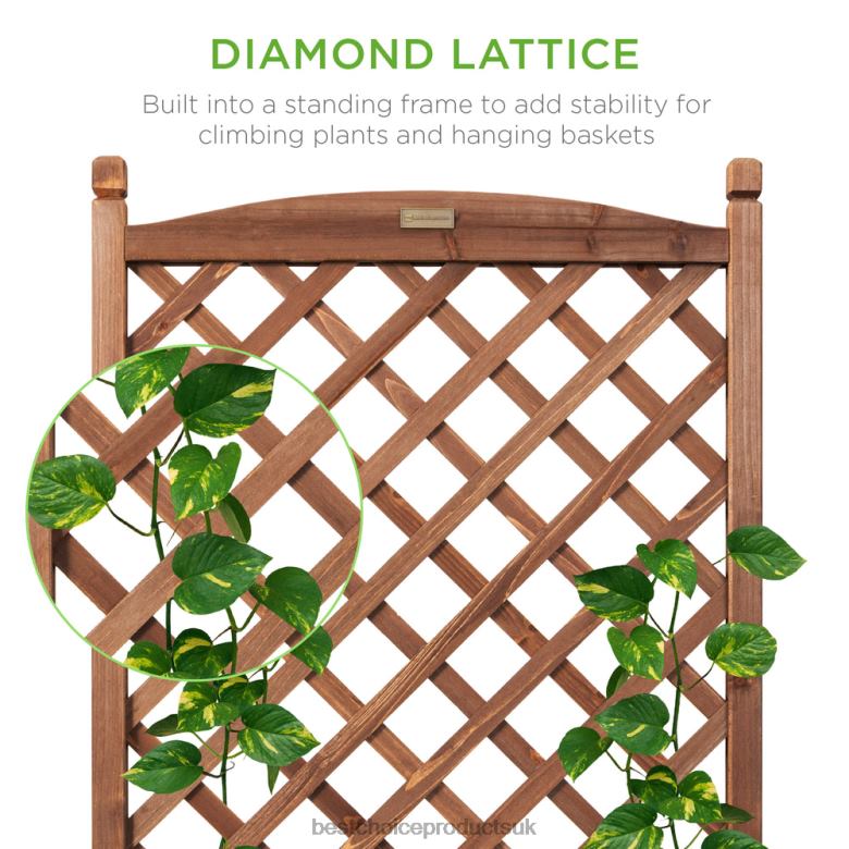 Lawn & Garden | Best Choice ProductsWood Planter Box & Lattice Trellis w/ Drainage, Optional Wheels N62R992 Brown