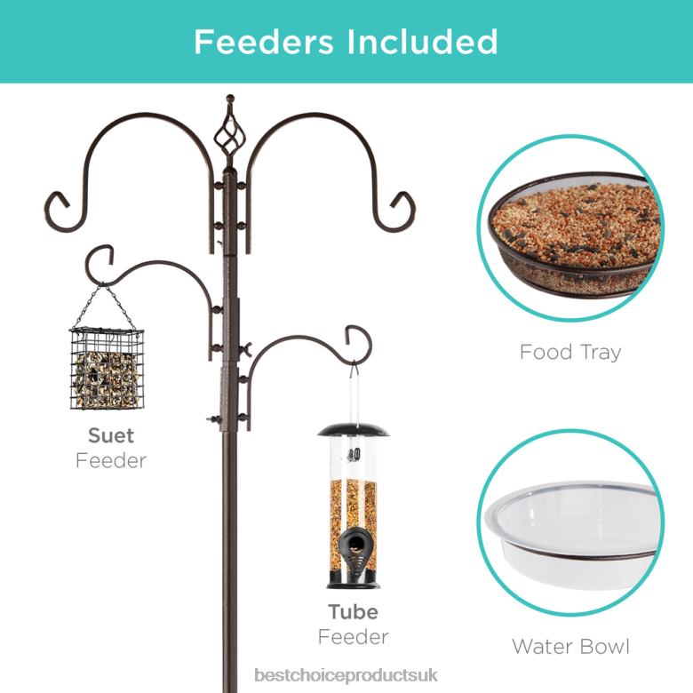 Lawn & Garden | Best Choice Products4-Hook Bird Feeding Station, Steel Feeder Stand w/ 2 Bird Feeders N62R438 Bronze