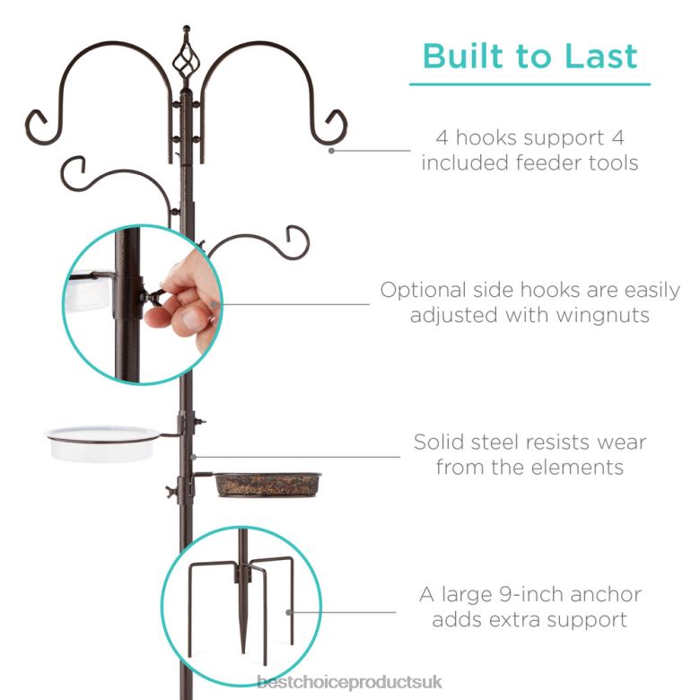 Lawn & Garden | Best Choice Products4-Hook Bird Feeding Station, Steel Feeder Stand w/ 2 Bird Feeders N62R438 Bronze