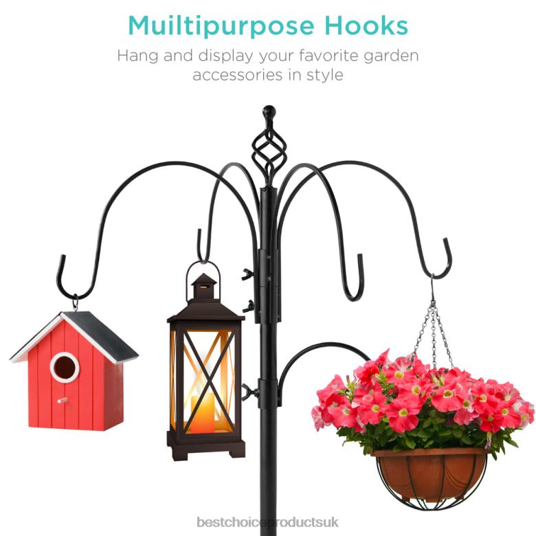 Lawn & Garden | Best Choice ProductsBird Feeding Station, 6-Hook Steel Multi-Feeder Stand w/ 4 Feeders N62R443 Black