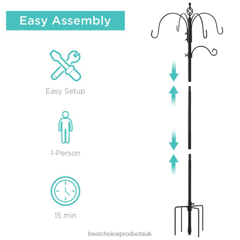 Lawn & Garden | Best Choice ProductsBird Feeding Station, 6-Hook Steel Multi-Feeder Stand w/ 4 Feeders N62R443 Black