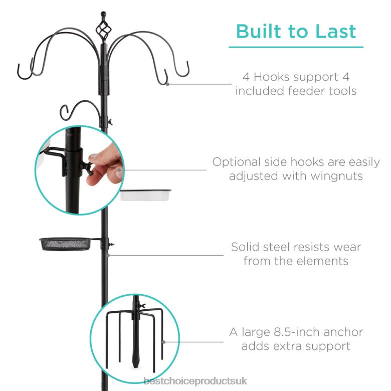 Lawn & Garden | Best Choice ProductsBird Feeding Station, 6-Hook Steel Multi-Feeder Stand w/ 4 Feeders N62R443 Black
