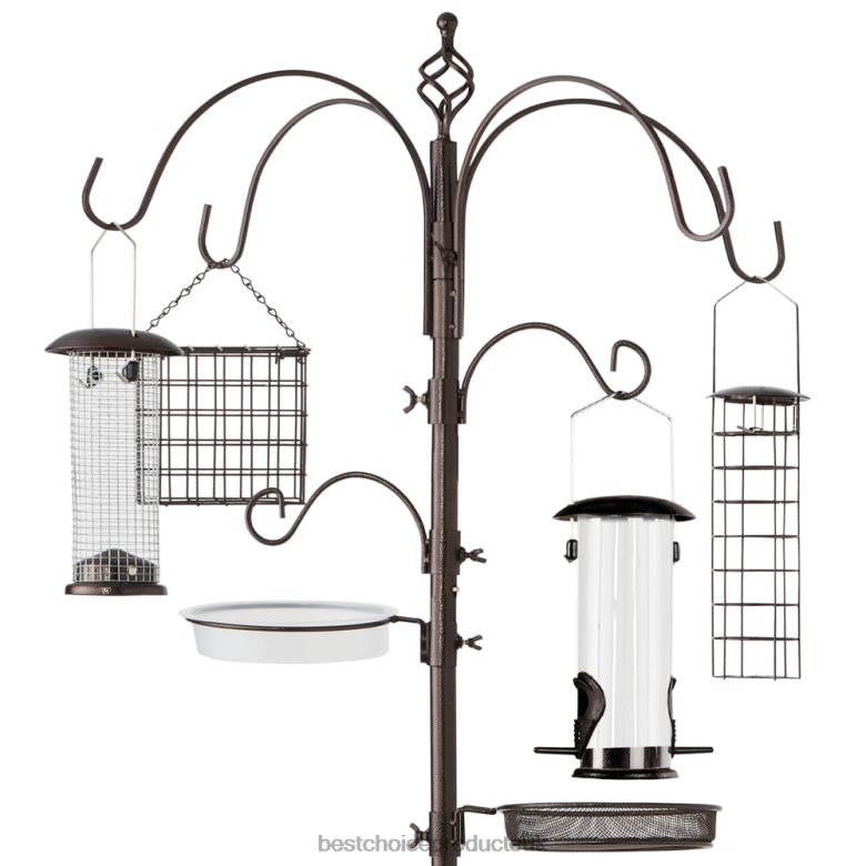 Lawn & Garden | Best Choice ProductsBird Feeding Station, 6-Hook Steel Multi-Feeder Stand w/ 4 Feeders N62R444 Bronze