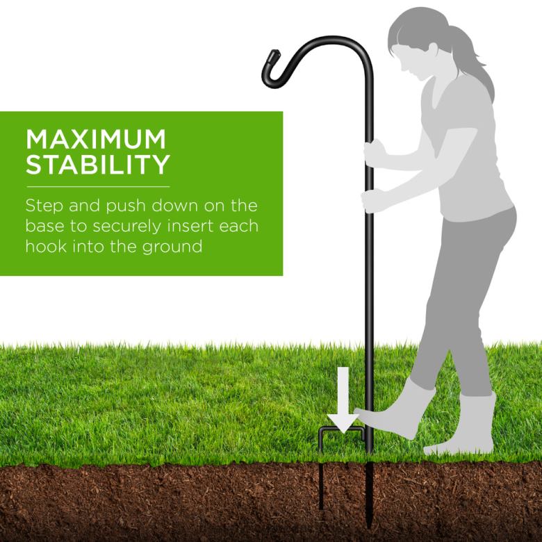 Lawn & Garden | Best Choice ProductsSet of 4 Shepherd Hooks Outdoor Garden Hooks w/ 2-Prong Base N62R988 Black