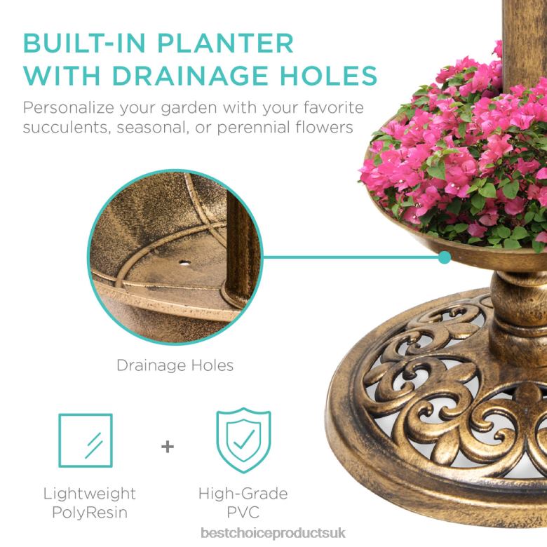 Lawn & Garden | Best Choice ProductsSolar Lighted Bird Bath w/ Planter N62R453 Bronze