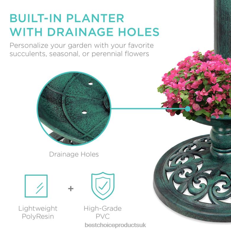 Lawn & Garden | Best Choice ProductsSolar Lighted Bird Bath w/ Planter N62R454 Green