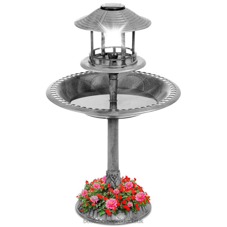 Lawn & Garden | Best Choice ProductsSolar Lighted Outdoor Pedestal Bird Bath w/ Planter, Decorative Bird Cage N62R980 Stone