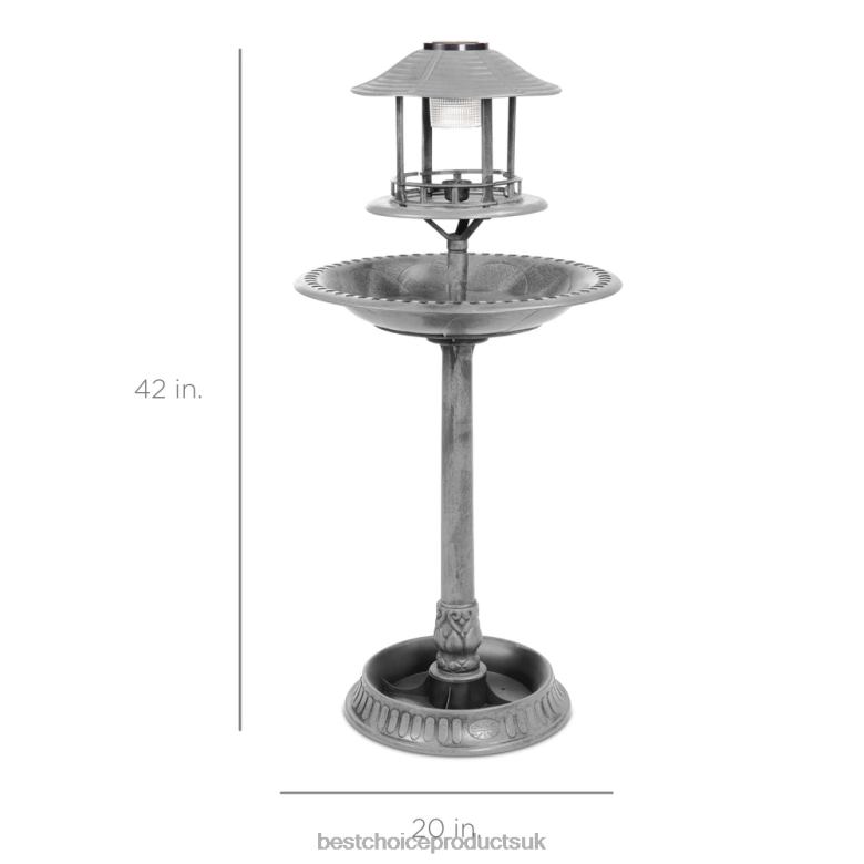Lawn & Garden | Best Choice ProductsSolar Lighted Outdoor Pedestal Bird Bath w/ Planter, Decorative Bird Cage N62R980 Stone