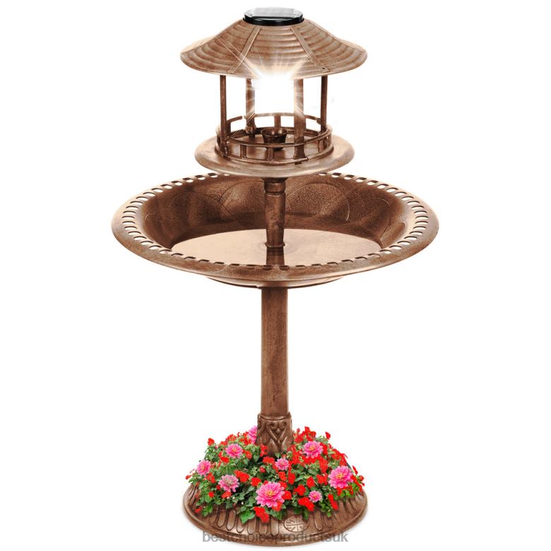 Lawn & Garden | Best Choice ProductsSolar Lighted Outdoor Pedestal Bird Bath w/ Planter, Decorative Bird Cage N62R981 Bronze