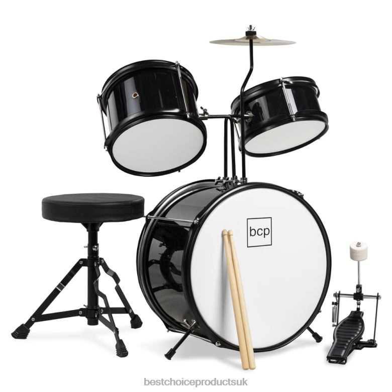 Musical Instruments | Best Choice ProductsKids Beginner 3-Piece Drum, Musical Instrument Set w/ Sticks, Stool, Pedal N62R514 Black