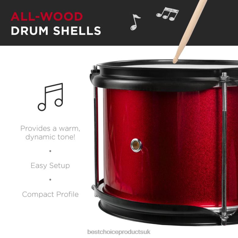 Musical Instruments | Best Choice ProductsKids Beginner 3-Piece Drum, Musical Instrument Set w/ Sticks, Stool, Pedal N62R515 Red