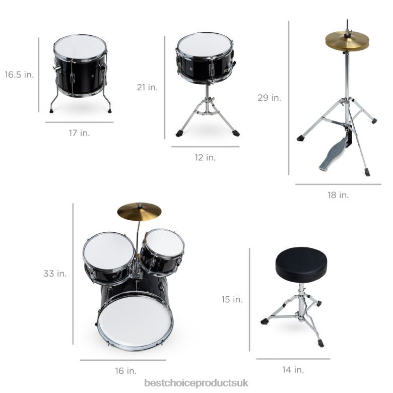 Musical Instruments | Best Choice ProductsKids Beginner All Wood Acoustic Drum Kit Starter Set w/ Stool, Drumsticks N62R543 Black