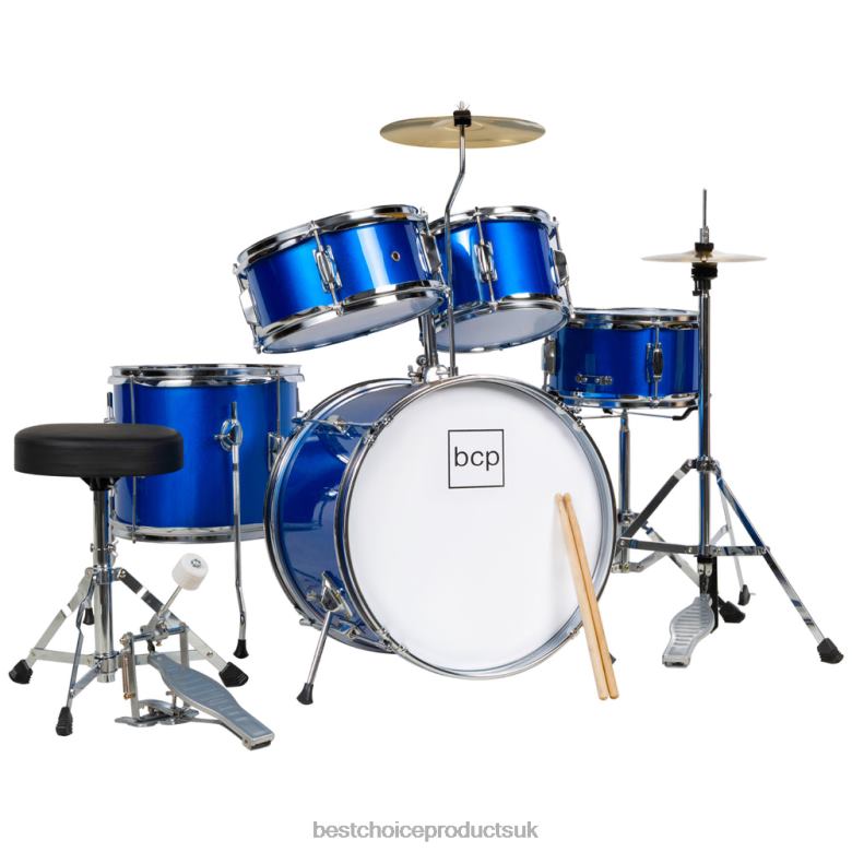 Musical Instruments | Best Choice ProductsKids Beginner All Wood Acoustic Drum Kit Starter Set w/ Stool, Drumsticks N62R544 Blue