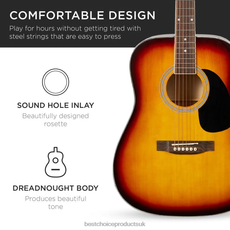 Musical Instruments | Best Choice Products41in Acoustic Guitar Starter Kit w/ Digital Tuner, Padded Case, Picks, Strap N62R1073 Sunburst