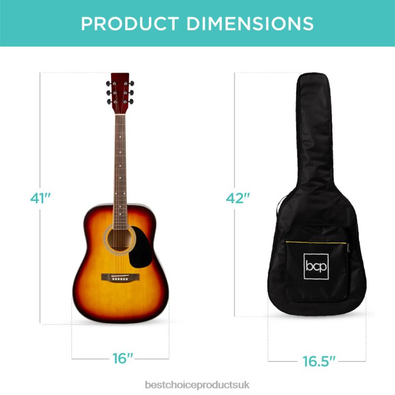 Musical Instruments | Best Choice Products41in Acoustic Guitar Starter Kit w/ Digital Tuner, Padded Case, Picks, Strap N62R1073 Sunburst