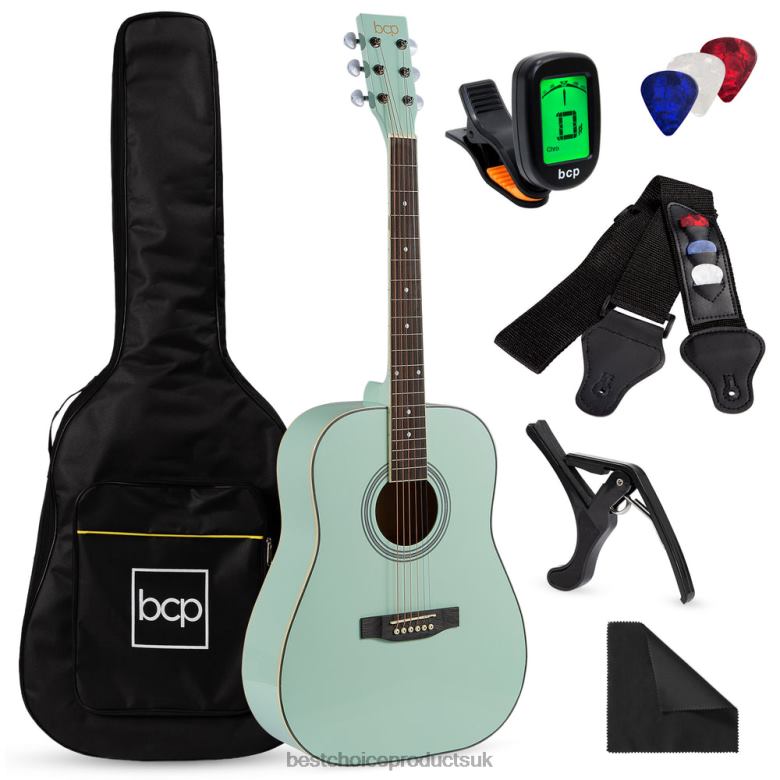 Musical Instruments | Best Choice Products41in Acoustic Guitar Starter Kit w/ Digital Tuner, Padded Case, Picks, Strap N62R1077 Socal Green