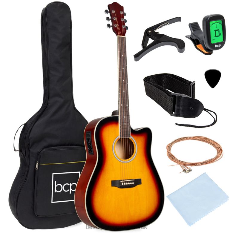 Musical Instruments | Best Choice Products41in Beginner Acoustic Electric Cutaway Guitar Set w/ Case, Strap N62R1140 Sunburst
