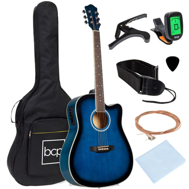 Musical Instruments | Best Choice Products41in Beginner Acoustic Electric Cutaway Guitar Set w/ Case, Strap N62R1142 Blue