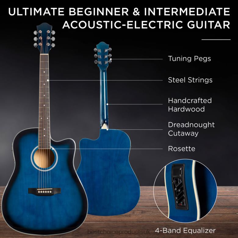 Musical Instruments | Best Choice Products41in Beginner Acoustic Electric Cutaway Guitar Set w/ Case, Strap N62R1142 Blue
