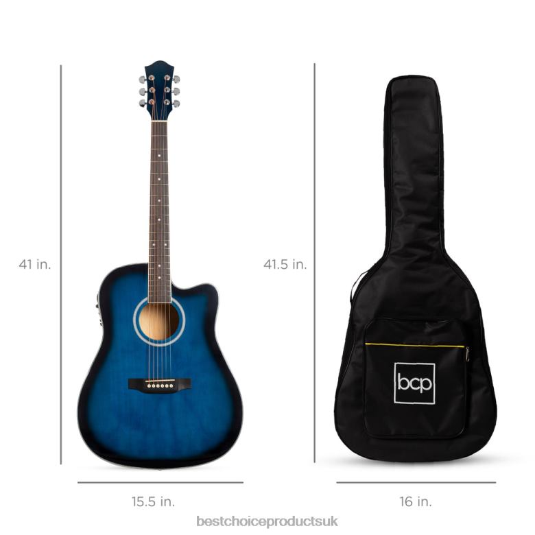 Musical Instruments | Best Choice Products41in Beginner Acoustic Electric Cutaway Guitar Set w/ Case, Strap N62R1142 Blue